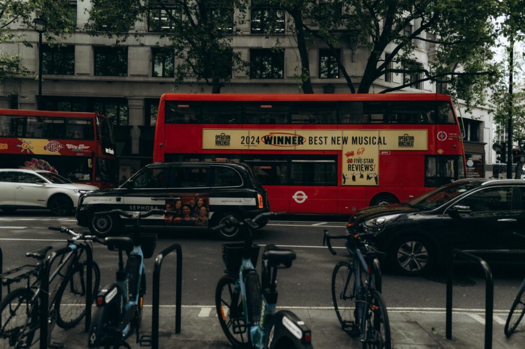 A double-decker bus in the street of Walthamstow